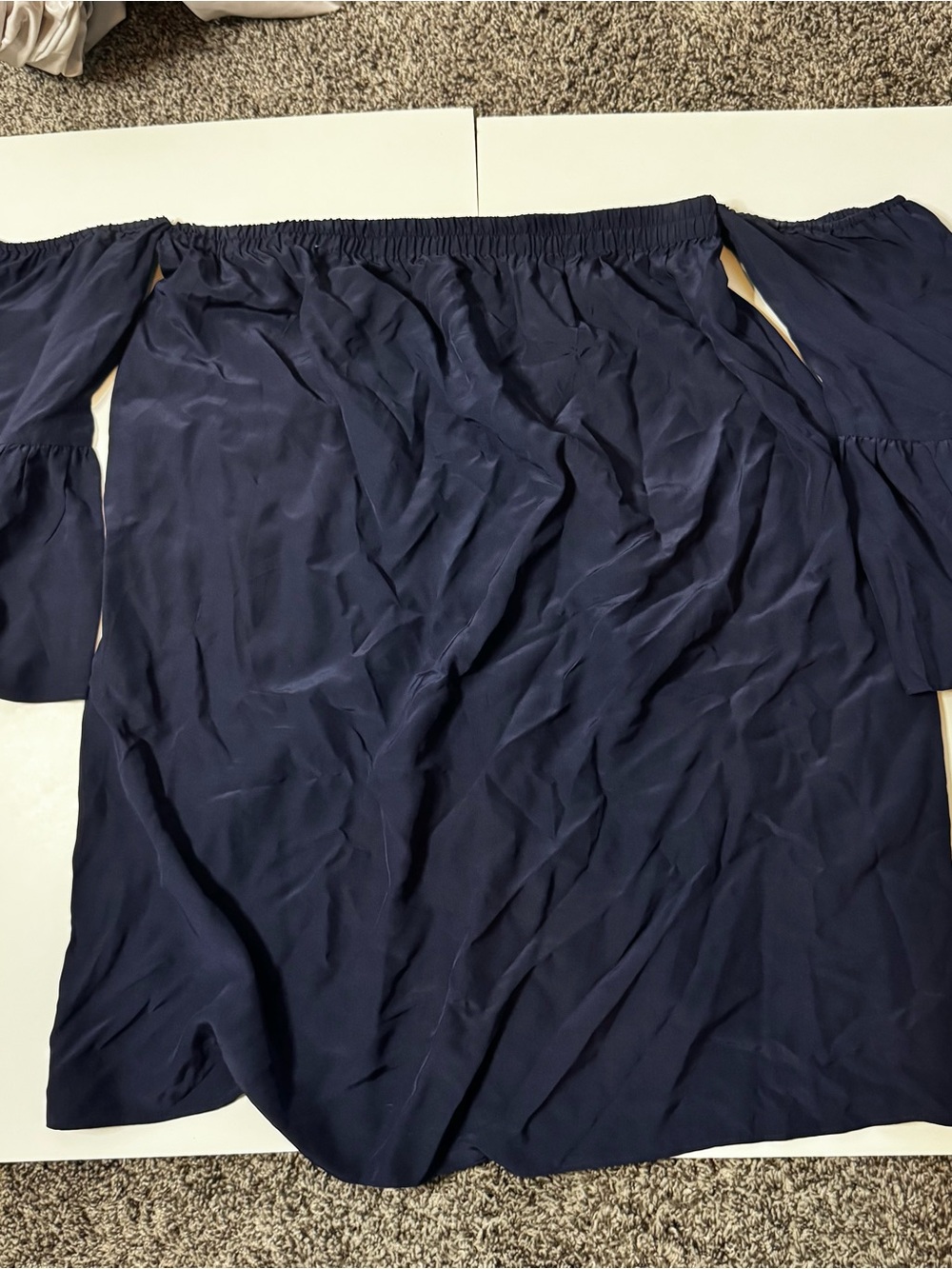 Lily Pulitzer Sanilla Silk dress navy off shoulder